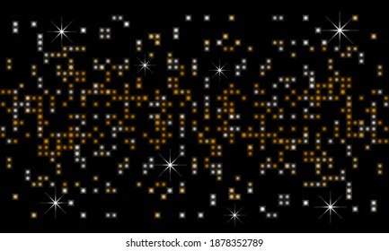 Glitter dots background. Abstract doted pattern on black background. Universe and Space concept. Vector illustration.