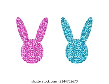 Glitter Easter Rabbits - Easter Bunnies - Vector illustration