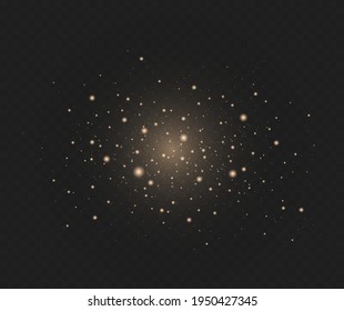 Glitter effect of particles. The dust sparks and golden stars shine with special light.