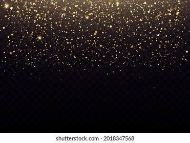 Glitter effect of particles. The dust sparks and golden stars shine with special light.