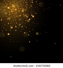  Glitter effect of particles.  Vector sparkles on a transparent background. Christmas light effect. Sparkling magical dust particles.The dust sparks and golden stars shine with special light.
