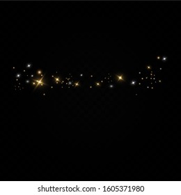  Glitter effect of particles.  Vector sparkles on a transparent background. Christmas light effect. Sparkling magical dust particles.The dust sparks and golden stars shine with special light.
