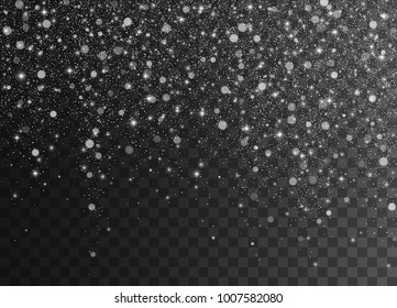 Glitter falling stars. Transparent vector effect.