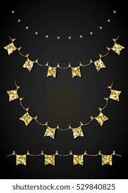 Glitter festoon and garland. Vector elements for party design in glamour style