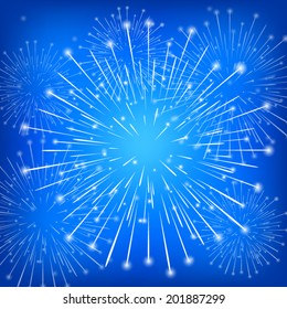 glitter firework pattern on dark blue sky background (vector)