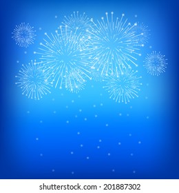 glitter firework pattern on dark blue sky background (vector)