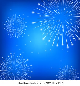 glitter firework pattern on dark blue sky background (vector)