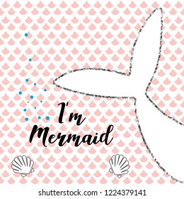 glitter fish shell pink slogan girl sea tee illustration art vector 