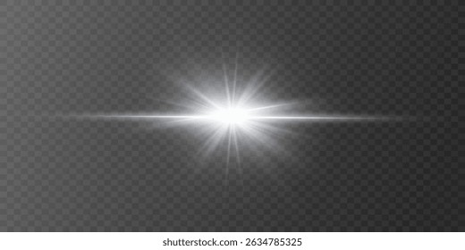 Glitter flash and flare. White star and light effect.