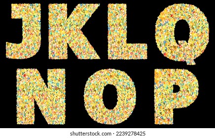 glitter font on black background