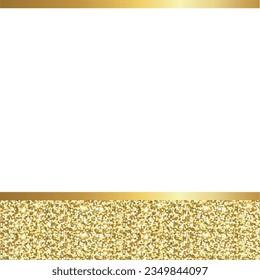 Glitter frame with golden bands, decorative vector design to edit, gold gradient, business card base, glitter texture.