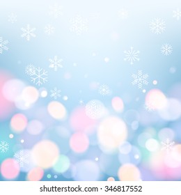 Glitter glow sparkles magical background with snowflakes. New year and christmas design. Vector illustration.