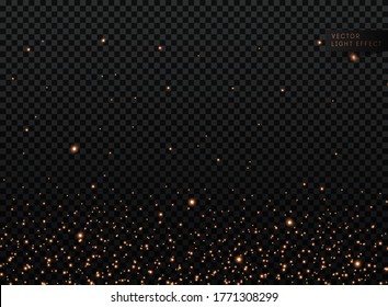 Glitter gold background with dazzling lights. Sequins pattern on a transparent backdrop.