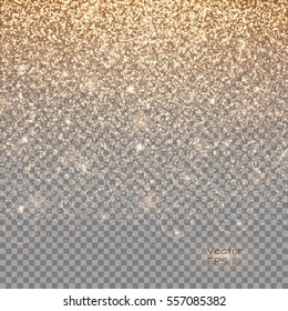 Glitter Gold Background With Dazzling Lights. Sequins Pattern On A Transparent Backdrop.
