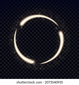 Glitter gold circle frame. Bright glittering star dust. Vector