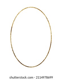 Glitter gold ellipse frame isolated on white background. Luxury vector llustration for postcard,invitations, birthday, print, thank you card. Copy space for your text.