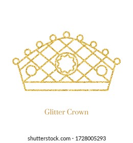 Glitter Goldfolie Kronen.Vector isolierte Ikone.Glamour Luxus Design für Selfie oder Video Chat Filter.Glühende Licht Konfetti, helle Sequins, funkelnde Tinsel, abstraktes Blitz, Shimmer Staub.