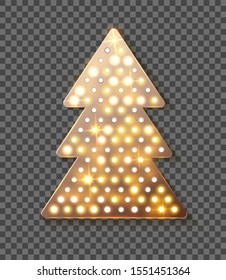 Glitter Gold New Year Tree, template for New Year design, vector
