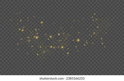 Glitter gold particles background effect for luxury greeting card. Christmas glowing light bokeh background texture.