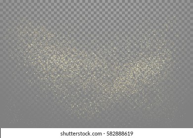 Glitter Gold Particles Effect On Transparent Vector Background