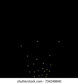 Glitter gold particles on black background. Vector star dust effect isolated on dark backdrop. 2018 christmas card with glowing falling tiny confetti. Luxury invitation template. Sparkling texture.