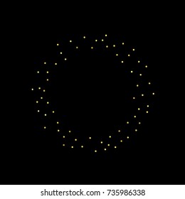 Glitter gold particles on black background. Vector star dust effect isolated on dark backdrop. 2018 christmas card with glowing falling tiny confetti. Luxury invitation template. Sparkling texture.