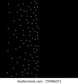 Glitter gold particles on black background. Vector star dust effect isolated on dark backdrop. 2018 christmas card with glowing falling tiny confetti. Luxury invitation template. Sparkling texture.