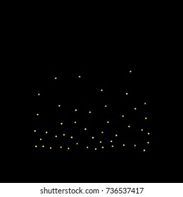 Glitter gold particles on black background. Vector star dust effect isolated on dark backdrop. 2018 christmas card with glowing falling tiny confetti. Luxury invitation template. Sparkling texture.