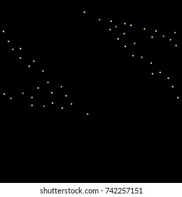 Glitter gold particles on black background. Vector star dust effect isolated on dark backdrop. 2018 christmas card with glowing falling tiny confetti. Luxury invitation template. Sparkling texture.