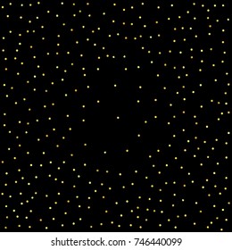 Glitter gold particles on black background. Vector star dust effect isolated on dark backdrop. 2018 christmas card with glowing falling tiny confetti. Luxury invitation template. Sparkling texture.