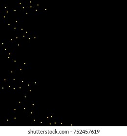 Glitter gold particles on black background. Vector star dust effect isolated on dark backdrop. 2018 christmas card with glowing falling tiny confetti. Luxury invitation template. Sparkling texture.