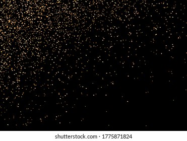 Glitter gold particles sparkles. Golden sparkling magical dust. Light effect on a black  transparent background. Sparks and stars shine with special light. Vector 