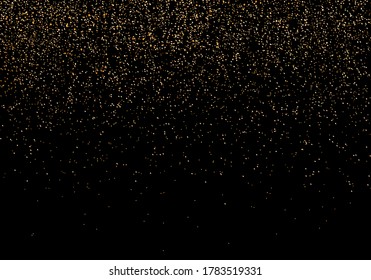 Glitter gold particles sparkles. Golden sparkling magical dust. Light effect on a black  transparent background. Sparks and stars shine with special light. Vector 