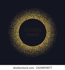 Glitter gold round  frame. Design element for greeting card, invitation, poster, flyer and etc. Vector illustration.