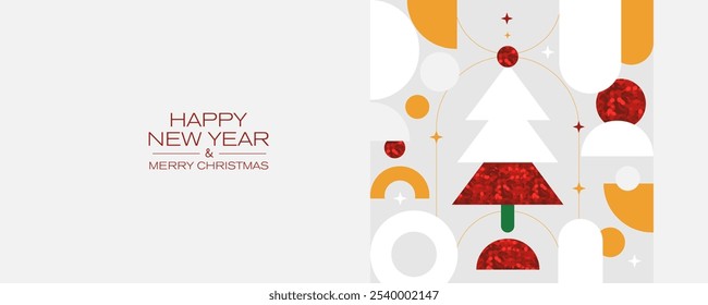 Brillo y Formas de oro sobre un fondo gris. Anuncio de Nuevo año con un diseño minimalista. Felices Navidades y Feliz Año Nuevo Anuncio.