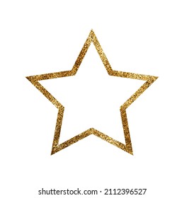 Glitter gold star shape isolated on white background. Luxury vector llustration for postcard, wedding invitations, birthday, print, thank you card. Copy space for your text.