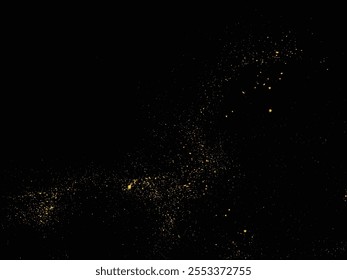 Glitter gold stardust. Splatter realistic light effect gold glitter celebratory background