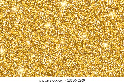 Textura dorada brillante. Fondo dorado con brillantes brillantes. Plantilla de lujo para publicidad. Fondo de glamour para afiches, folletos o pancartas. Ilustración vectorial.