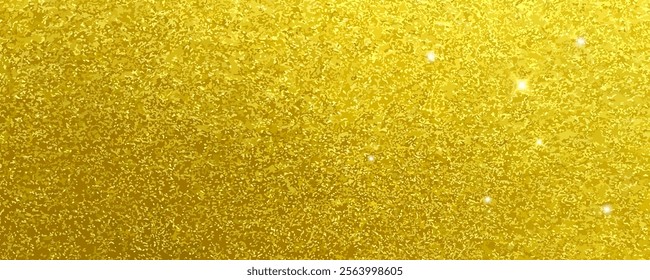 Glitter golden background. Shiny gold texture for party invitation, packaging, Christmas, New Year and birthday cards. Abstract  vector pattern