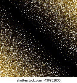 Glitter golden gradient with scattered tinsel and sparkles 