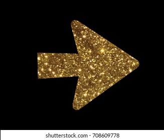 The Glitter golden isolated arrow flat icon