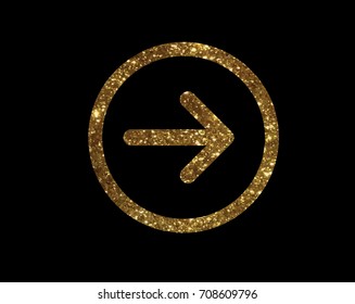 The Glitter golden isolated arrow flat icon