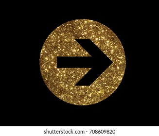 The Glitter golden isolated arrow flat icon