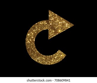 The Glitter golden isolated arrow flat icon