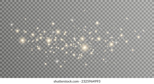 Glitter golden light background. Sparkle golden bokeh. Twinkle stars. Fairy bulb. Shine luxury banner. Christmas Holiday glow particle. Magic star effect. Festive party design. Vector illustration.