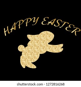 glitter happy Easter card vector art golden on black