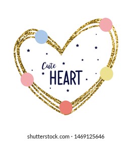 glitter heart color polka text star girl tee illustration art vector