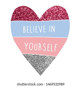 glitter heart color text girl tee illustration art vector