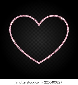 glitter heart frame, luxury border for valentine banner, card, vector illustration