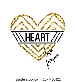 glitter heart line love text girl tee illustration art vector 